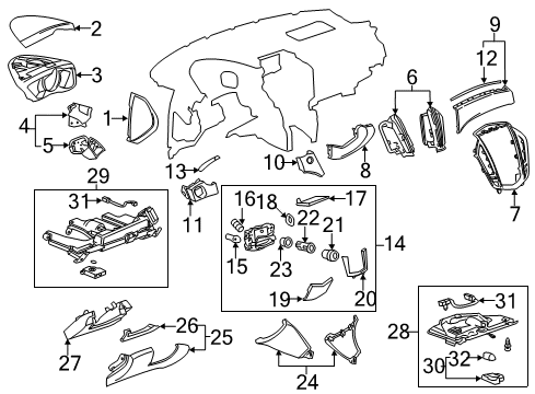 2016 Cadillac SRX Cluster & Switches, Instrument Panel Diagram