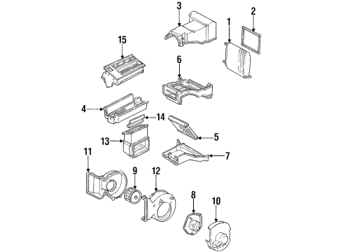 1994 GMC C3500 A/C Evaporator & Heater Components Diagram