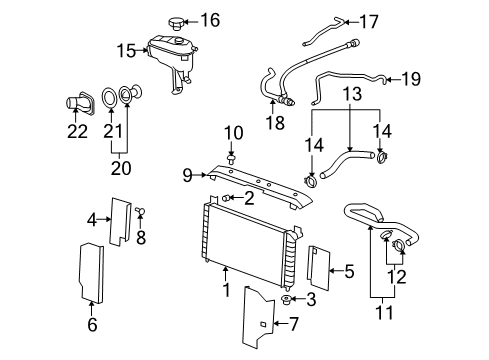 2012 Cadillac Escalade ESV Radiator & Components Diagram