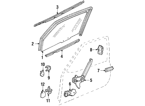 1987 Buick Skyhawk Front Door - Glass & Hardware Diagram
