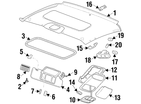 2002 Pontiac Grand Prix Interior Trim - Roof Diagram