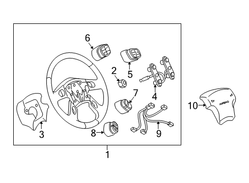 2006 Chevy Silverado 1500 Steering Column, Steering Wheel & Trim, Shroud, Switches & Levers Diagram