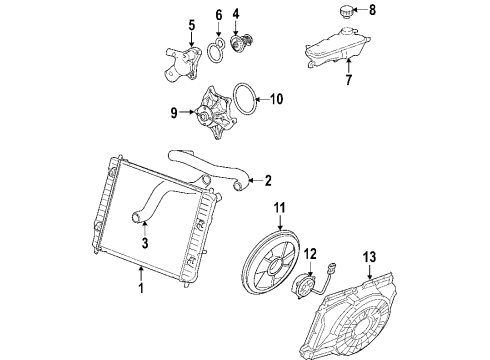 2008 Cadillac XLR Cooling System, Radiator, Water Pump, Cooling Fan Diagram