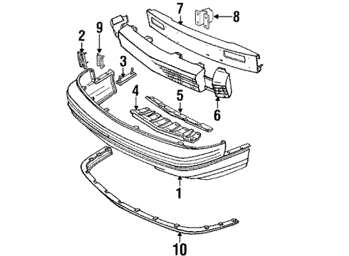 1991 Oldsmobile Cutlass Supreme Bumper Cover, Front Diagram for 14102816