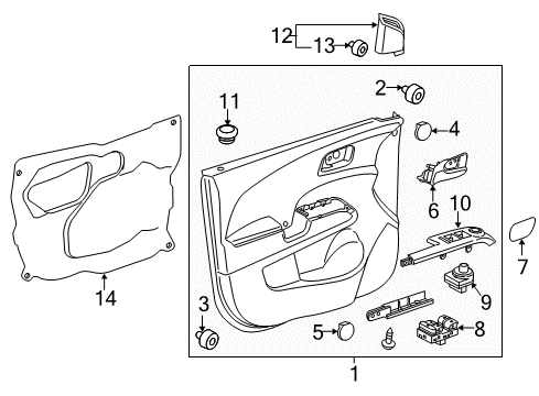 2017 Chevy Sonic Interior Trim - Front Door Diagram