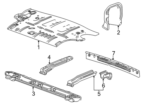2022 Cadillac Escalade Rear Floor & Rails Diagram