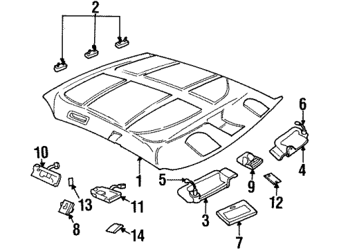 1997 Buick LeSabre Visor Mirror, Red Diagram for 12535251