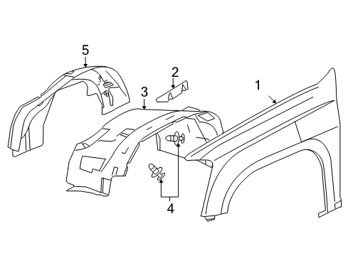 2005 GMC Canyon Fender Liner, Front Driver Side Diagram for 15210579