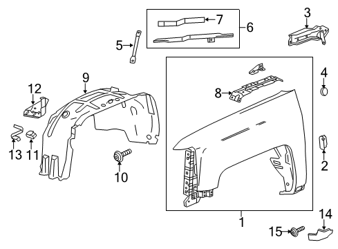 2016 Chevy Silverado 2500 HD Fender & Components, Exterior Trim Diagram