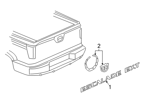 2012 Cadillac Escalade EXT Exterior Trim - Tail Gate Diagram