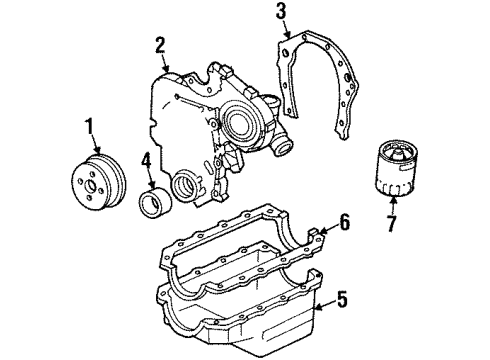 1994 Buick Skylark Engine Parts, Mounts, Cylinder Head & Valves, Camshaft & Timing, Oil Pan, Oil Pump, Crankshaft & Bearings, Pistons, Rings & Bearings Diagram
