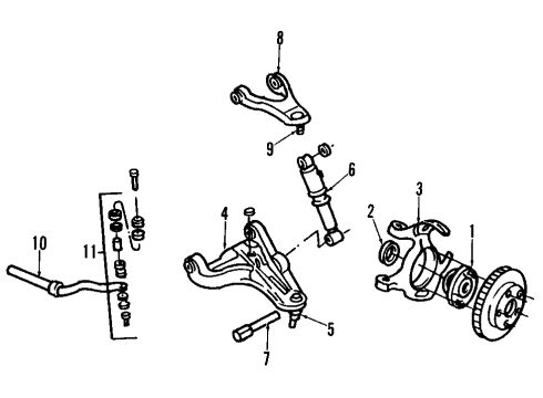 1984 Oldsmobile Toronado Front Suspension Components, Lower Control Arm, Upper Control Arm, Stabilizer Bar, Torsion Bar Diagram