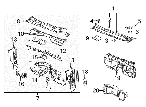 2012 Cadillac Escalade EXT Cowl Diagram