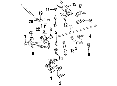 1991 GMC C1500 Front Suspension Components, Lower Control Arm, Upper Control Arm, Stabilizer Bar Diagram