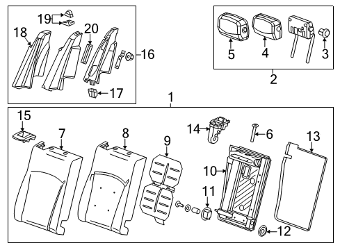 2019 Cadillac XTS Rear Seat Components Diagram