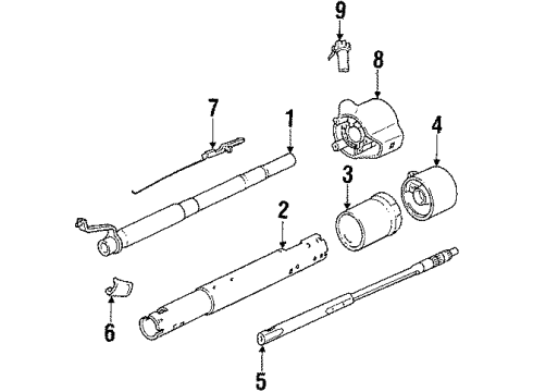 1985 Cadillac Fleetwood Steering Column, Steering Wheel & Trim Diagram 1 - Thumbnail