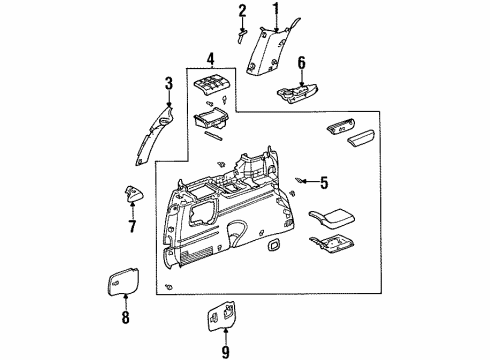 2000 Oldsmobile Silhouette Seat Belt Cover, Beige, Front Driver Side Diagram for 10413987