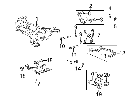 2007 Saturn Outlook Rear Suspension, Lower Control Arm, Upper Control Arm, Stabilizer Bar, Suspension Components Diagram