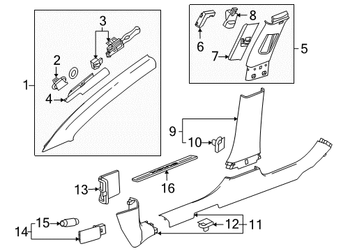 2017 Buick Regal Interior Trim - Pillars, Rocker & Floor Diagram