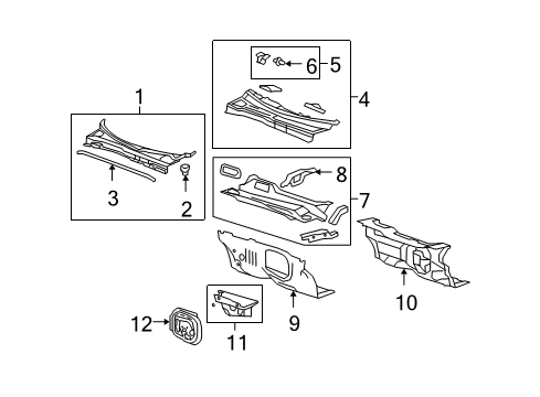 2012 GMC Acadia Cowl Diagram