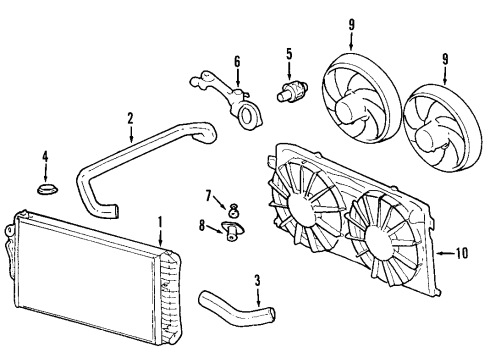 2003 Cadillac Seville Cooling System, Radiator, Water Pump, Cooling Fan Diagram