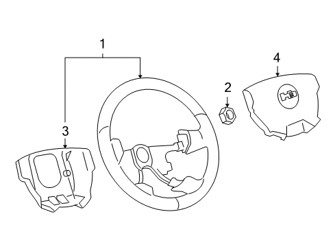 2010 Hummer H3T Steering Column Assembly, Housing & Components, Steering Gear & Linkage, Steering Wheel & Trim Diagram