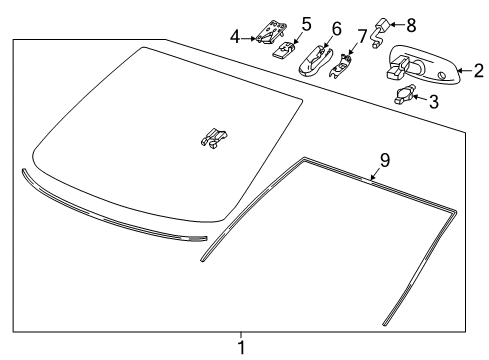 2017 Buick Envision Windshield Glass, Reveal Moldings Diagram