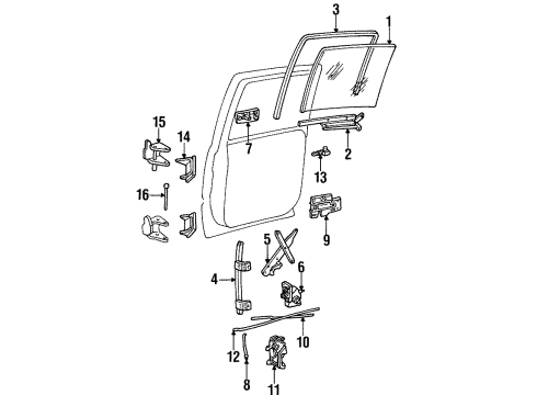 1999 GMC Yukon Rear Door - Glass & Hardware Diagram