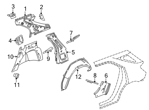 2011 GMC Terrain Inner Structure - Quarter Panel Diagram