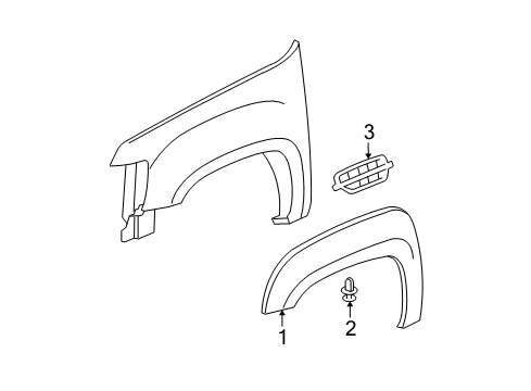 2012 Cadillac Escalade EXT Exterior Trim - Fender Diagram