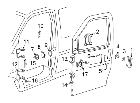 1999 Chevy Express 3500 Front Door - Lock & Hardware Diagram