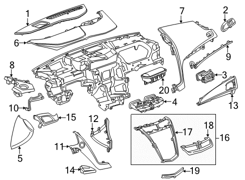 2017 Cadillac CTS Cluster & Switches, Instrument Panel Diagram