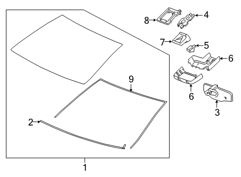 2017 Buick Regal Windshield Glass, Reveal Moldings Diagram