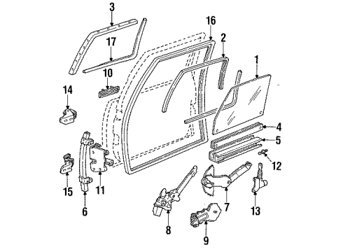 1993 Chevy Lumina APV Front Door - Glass & Hardware Diagram