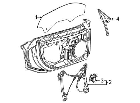 2022 Chevy Corvette Front Door Glass & Hardware Diagram
