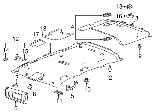 2020 Cadillac Escalade ESV Interior Trim - Roof Diagram