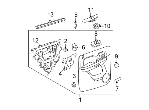 2012 Chevy Avalanche Interior Trim - Rear Door Diagram