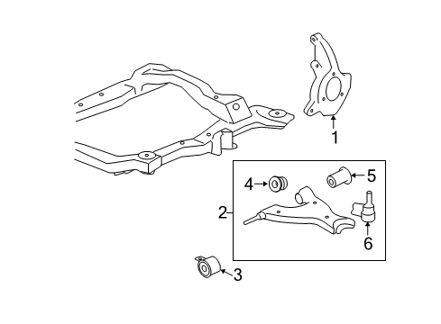 2017 Chevy Traverse Front Suspension Components, Lower Control Arm, Stabilizer Bar Diagram