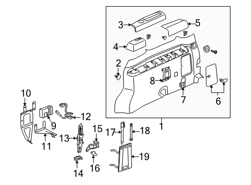 2008 Chevy Uplander Interior Trim - Side Panel Diagram