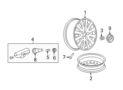 2006 Buick Lucerne Wheels, Covers & Trim Diagram