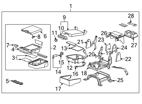 2012 Cadillac Escalade ESV Front Seat Components Diagram