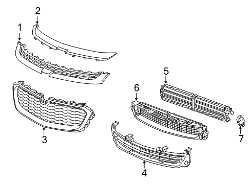 2015 Chevy Malibu Grille & Components Diagram