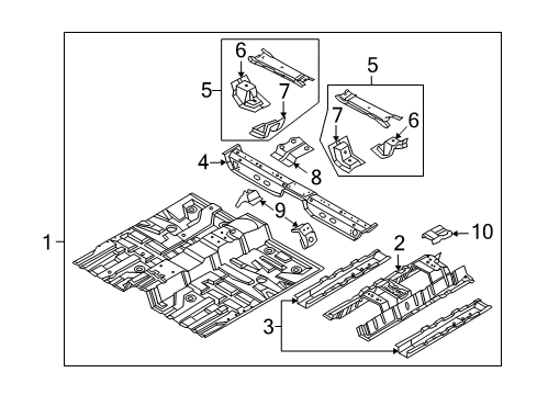 2010 Pontiac G3 Pillars, Rocker & Floor - Floor & Rails Diagram