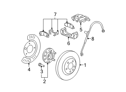 2011 Cadillac DTS Brake Components Diagram