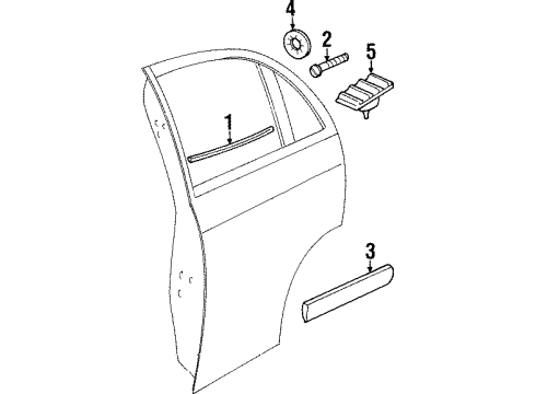 1997 Cadillac Catera Belt Weatherstrip, Rear Outer Driver Side Diagram for 24414477