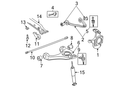2005 Chevy Suburban 2500 Front Suspension Components, Lower Control Arm, Upper Control Arm, Stabilizer Bar Diagram