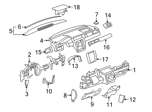 2013 GMC Yukon Instrument Panel, Body Diagram 1 - Thumbnail