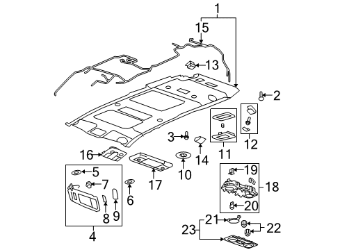 2012 GMC Acadia Interior Trim - Roof Diagram
