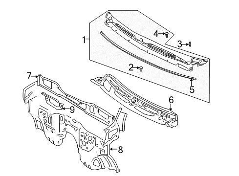 2004 Chevy Tracker Front Panel Diagram for 30027430