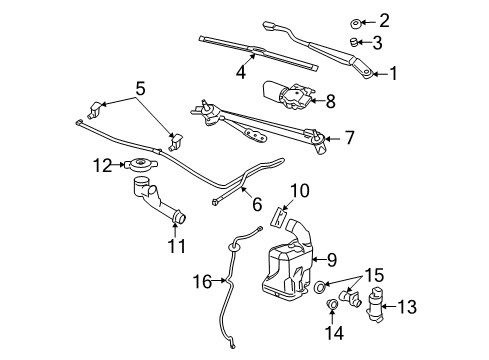 2008 Saturn Aura Wiper & Washer Components Diagram